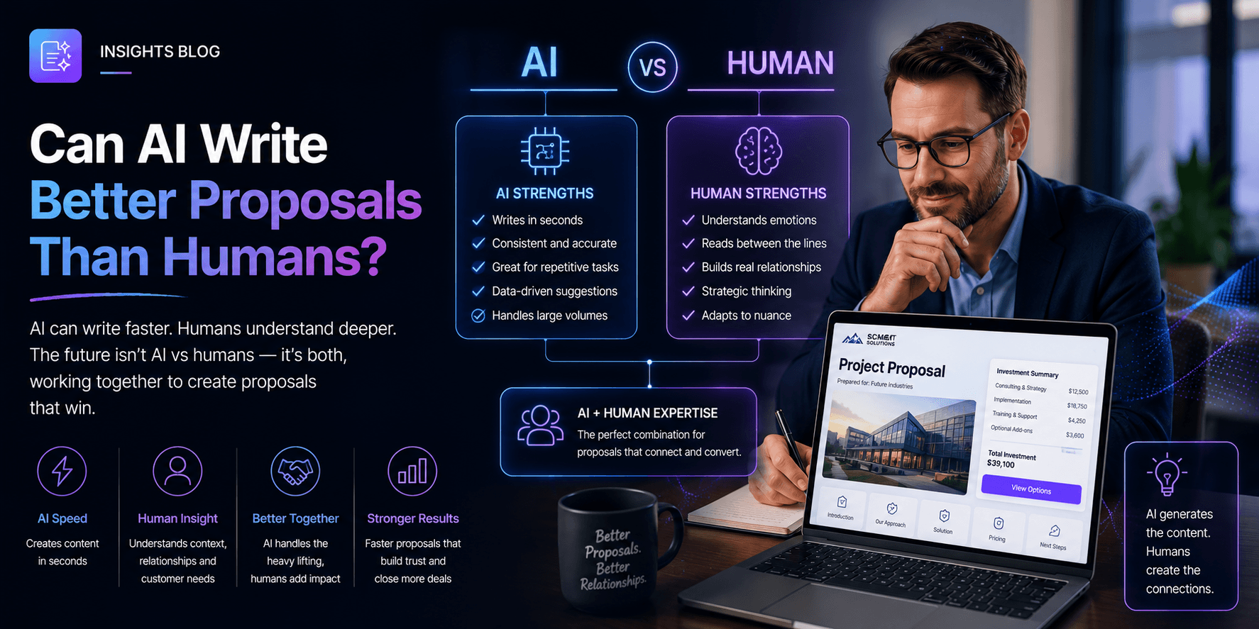 QuoteCloud - Sales Quote, Sales Proposal and Contracts Software - Can AI Write Better Proposals Than Humans? - illustration d697e2e7-7a32-4f5b-8f7b-ce2e94b0dfc0