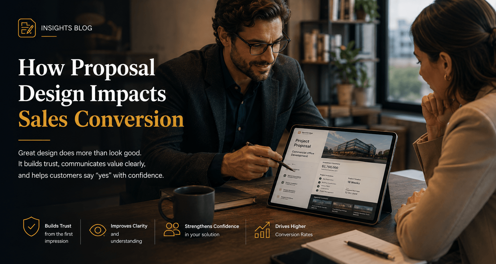 QuoteCloud - Sales Quote, Sales Proposal and Contracts Software - How Proposal Design Impacts Sales Conversion - illustration d697e2e7-7a32-4f5b-8f7b-ce2e94b0dfc0