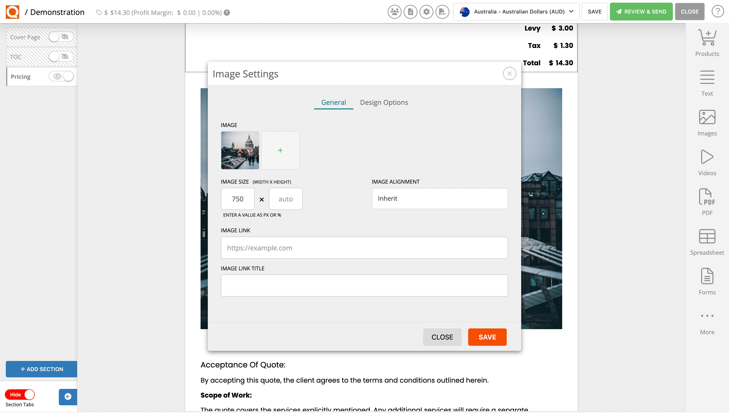 QuoteCloud - Sales Quote, Sales Proposal and Contracts Software - Inserting Ad-Hoc Images (Java Edition) - illustration d30f36e3-f546-4513-aea7-d8a4a390c5bc