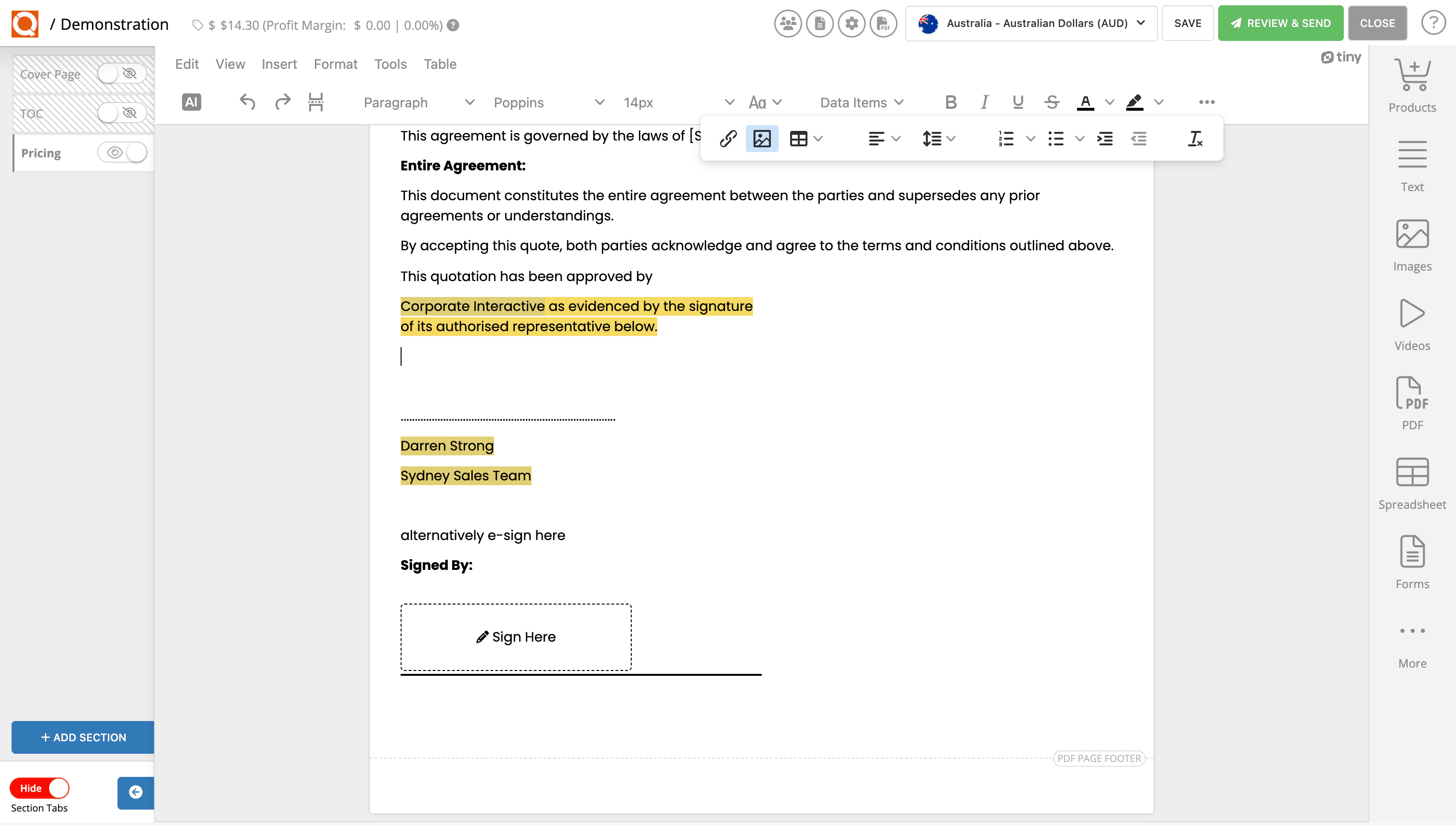 QuoteCloud - Sales Quote, Sales Proposal and Contracts Software - Inserting Ad-Hoc Images (Java Edition) - illustration 581b180f-dee4-4ba3-ad7e-5d1019ddc2a1