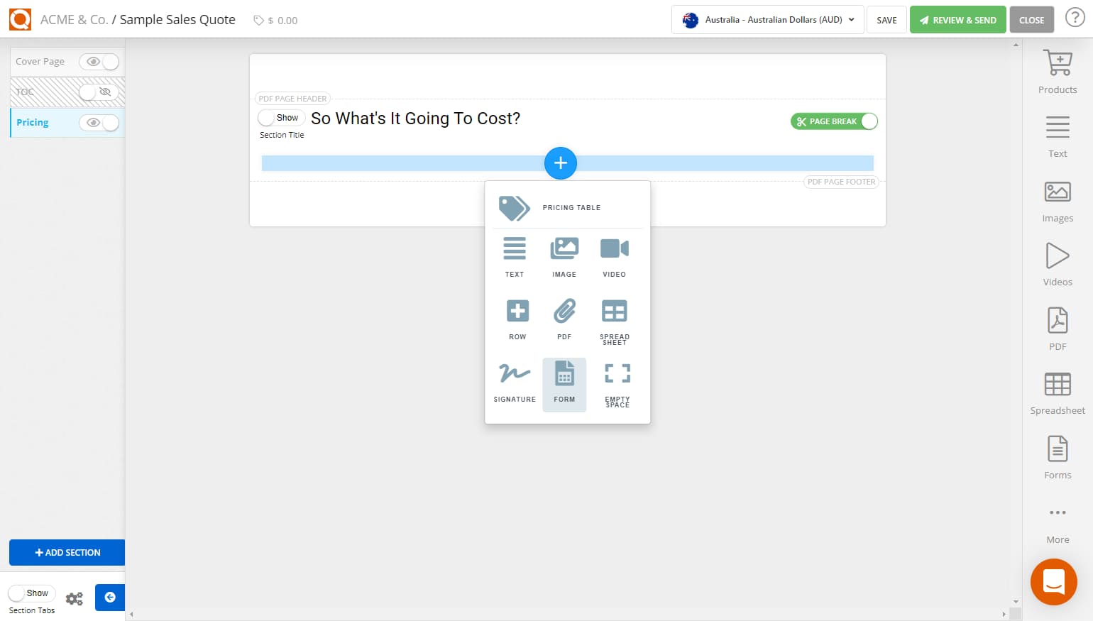 QuoteCloud - Sales Quote, Sales Proposal and Contracts Software - Inserting a Data Field onto a Form (Java Edition) - illustration 70658436-9c0f-442c-b32a-8b1fd6aeb332