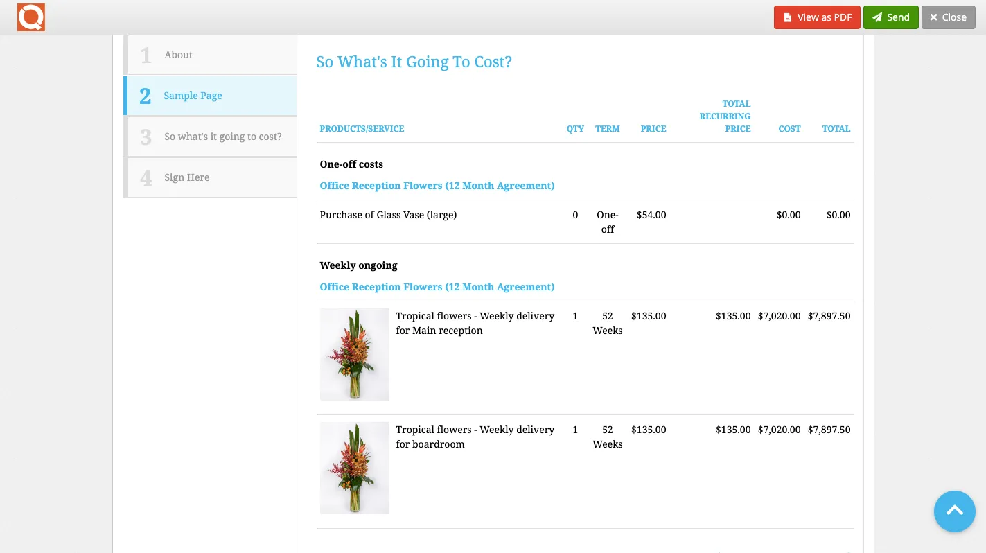 QuoteCloud - Sales Quote, Sales Proposal and Contracts Software - Group Repeating Cost Line Items (Java Edition) - illustration 5d6cb22c-7516-4e89-8b00-954b26646751