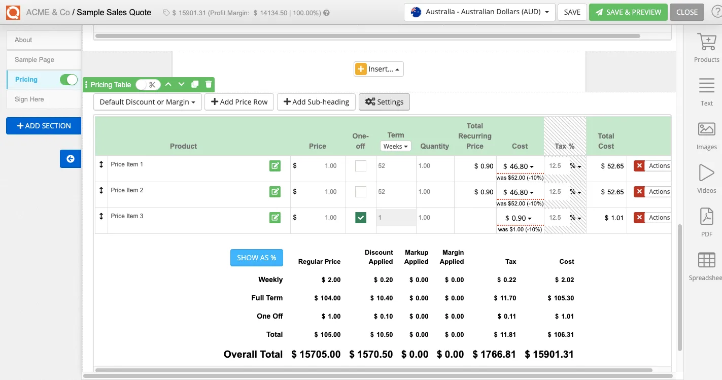 QuoteCloud - Sales Quote, Sales Proposal and Contracts Software - Group Repeating Cost Line Items (Java Edition) - illustration 53cfc5ce-5e60-4362-9ffa-6c2c42671145