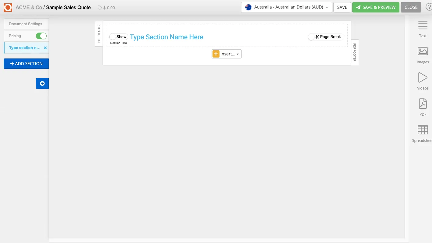 QuoteCloud - Sales Quote, Sales Proposal and Contracts Software - Creating Sections (Java Edition) - illustration d2ff8fed-b62a-4788-87fc-b97ef402fa3c