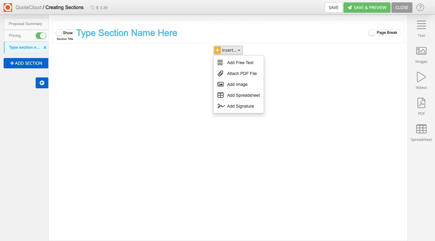 QuoteCloud - Sales Quote, Sales Proposal and Contracts Software - Inserting Text Blocks (Java Edition) - illustration cd4e104b-f93d-47c1-8bab-d7a869e96c2b
