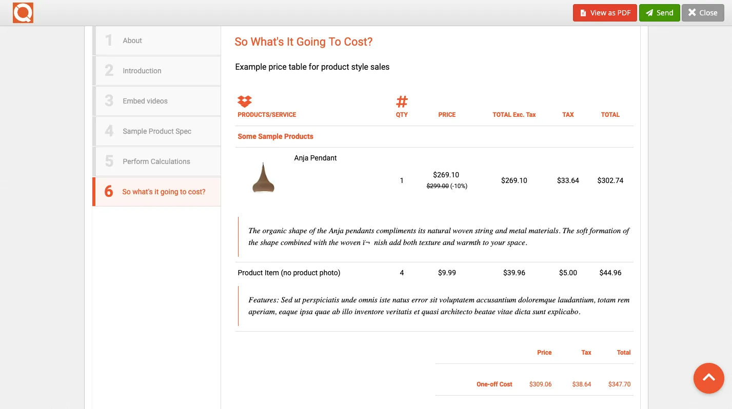 QuoteCloud - Sales Quote, Sales Proposal and Contracts Software - Changing/Removing Price Table Column Icons (Java Edition) - illustration 337d3bc8-7eca-4a68-977e-81b871b34da1