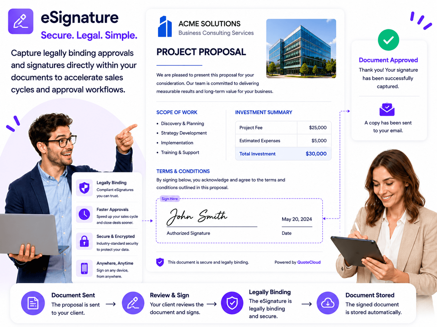 QuoteCloud - Sales Quote, Sales Proposal and Contracts Software - Free E-Signature Software | Electronic Signatures Included with QuoteCloud - illustration 72c09128-e090-429b-97d8-60b1f0a1b68c