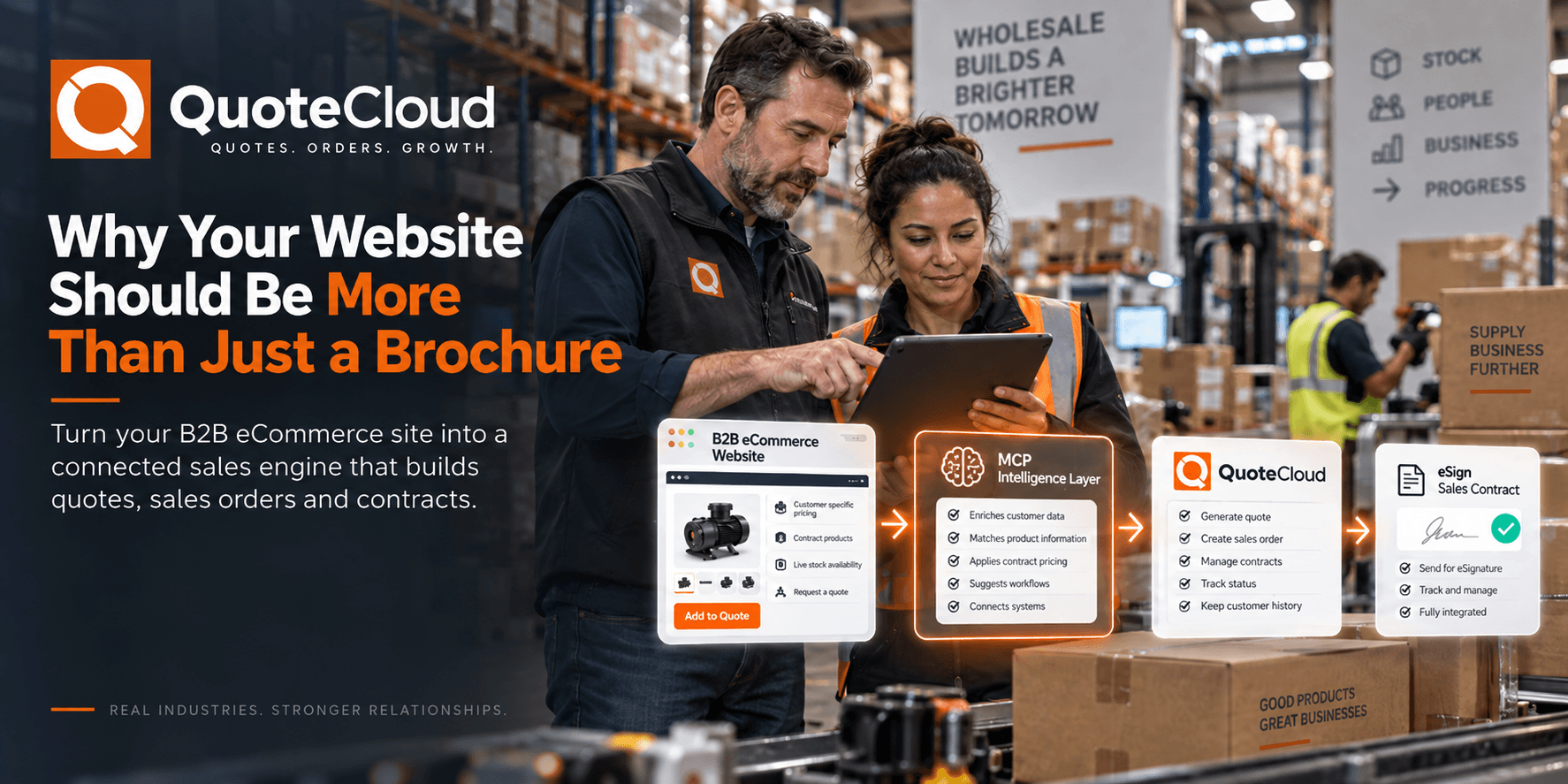 QuoteCloud - Sales Quote, Sales Proposal and Contracts Software - Why Your Website Should Be More Than Just a Brochure | e-Commerce | MCP | QuoteCloud - illustration d697e2e7-7a32-4f5b-8f7b-ce2e94b0dfc0