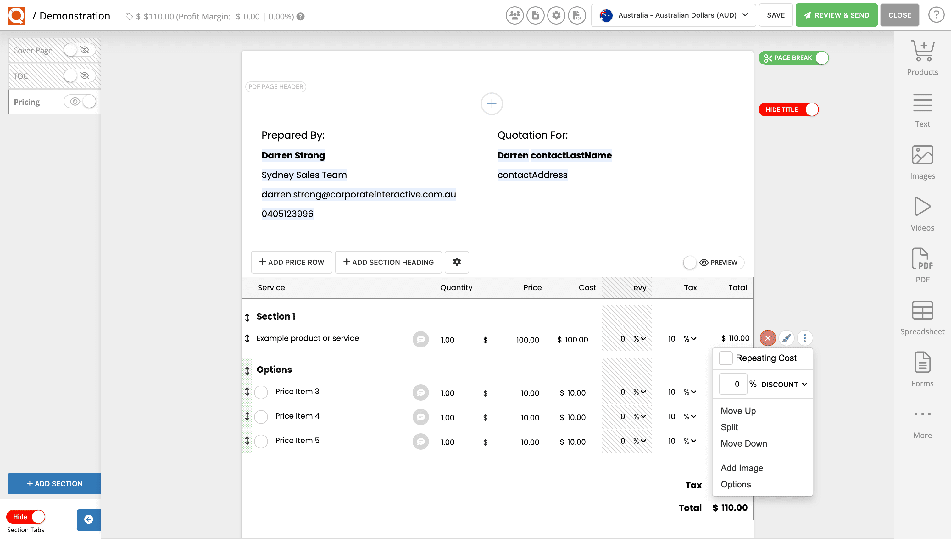 QuoteCloud - Sales Quote, Sales Proposal and Contracts Software - How to assign a Cost (Purchase price) to an Adhoc line item (Java Edition) - illustration 697961aa-8ccf-49f3-91ea-25f0bdf26412