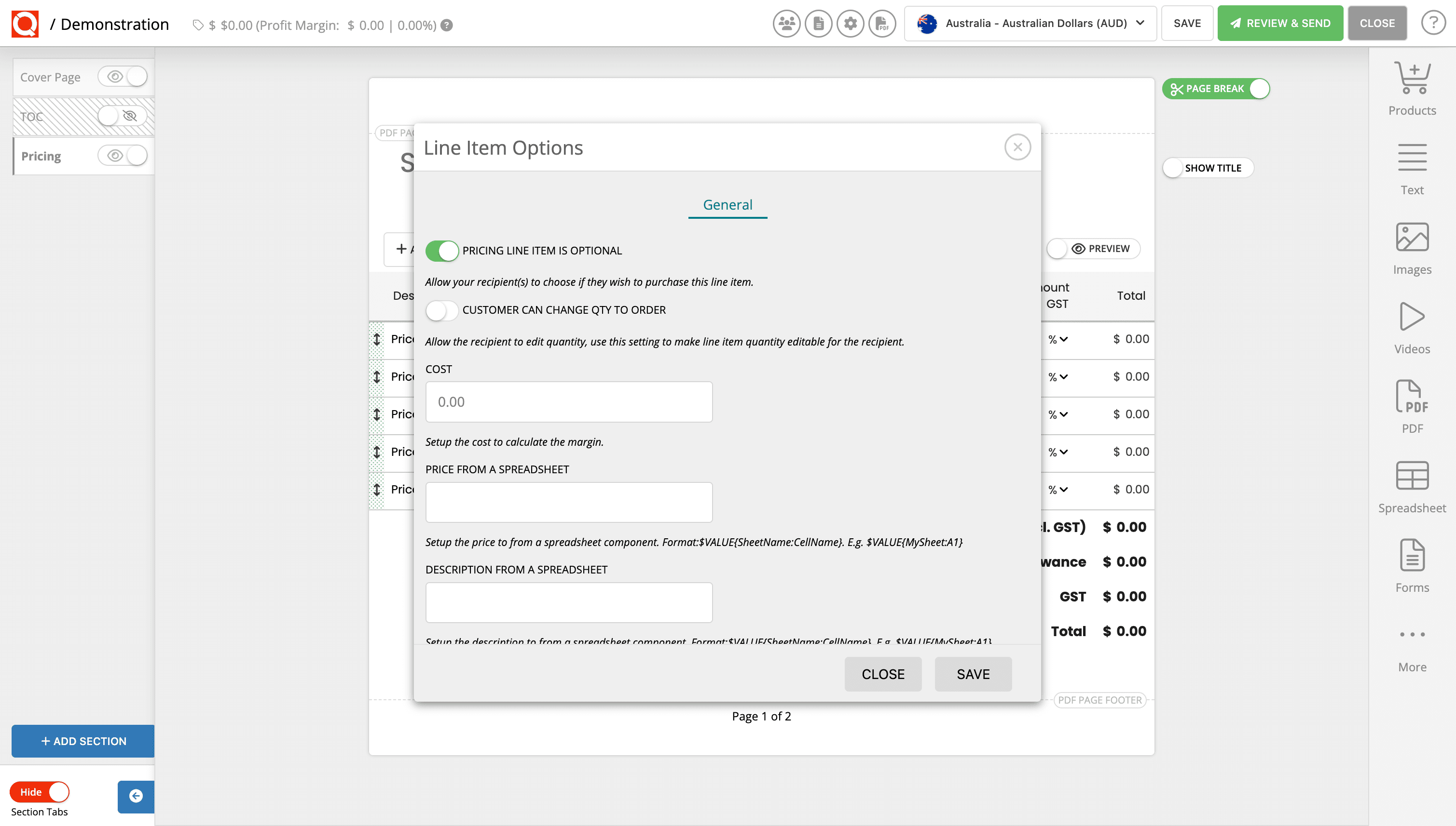 QuoteCloud - Sales Quote, Sales Proposal and Contracts Software - How To Mark An Individual Price Line Item As Optional (Customer Chooses To Purchase) (Java Edition) - illustration 67f75b58-ae4b-4f67-b83c-136341c7eeb2