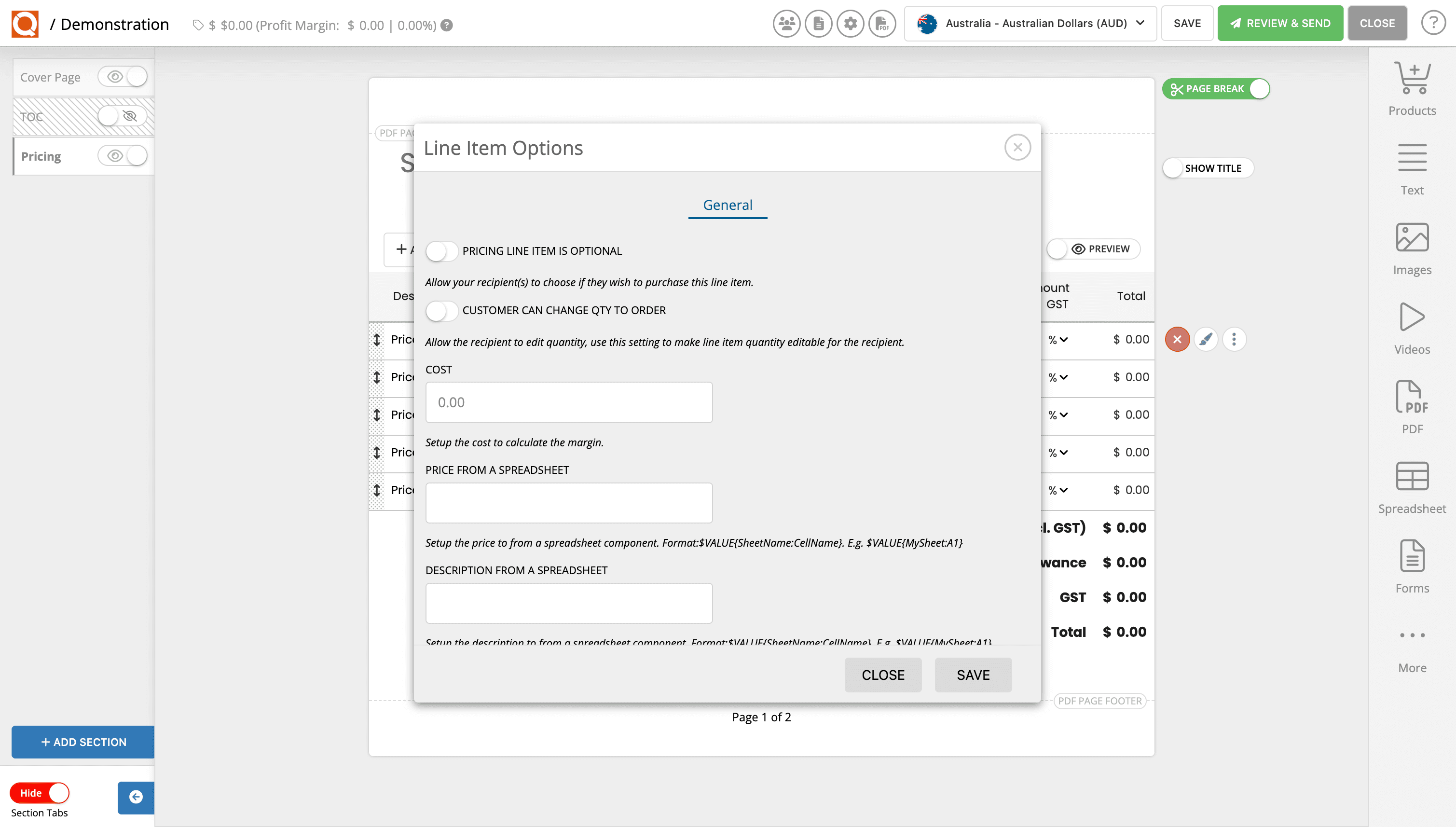 QuoteCloud - Sales Quote, Sales Proposal and Contracts Software - How To Mark An Individual Price Line Item As Optional (Customer Chooses To Purchase) (Java Edition) - illustration 06556154-015d-41d6-b225-a66ce68f12b2
