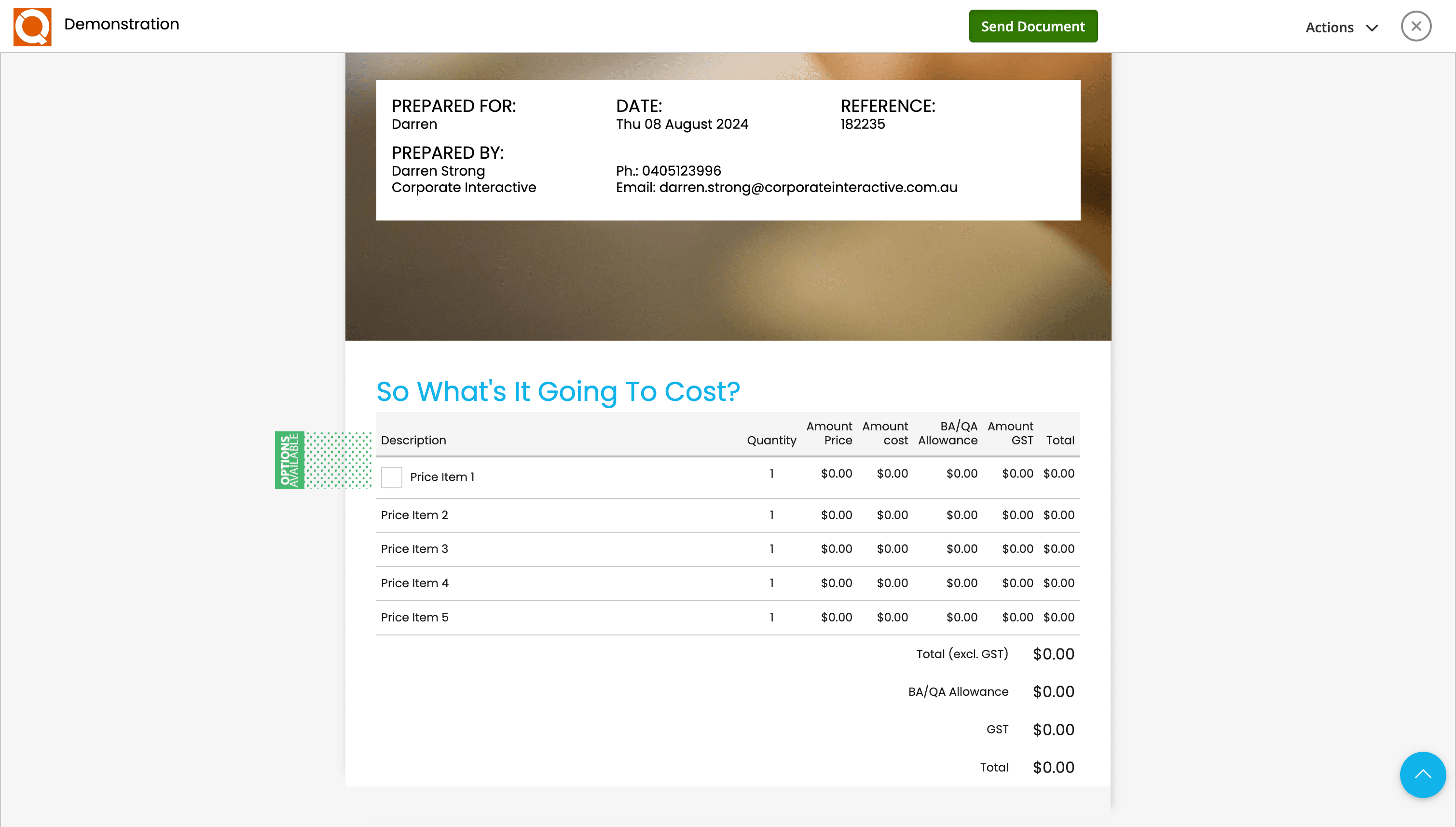 QuoteCloud - Sales Quote, Sales Proposal and Contracts Software - How To Mark An Individual Price Line Item As Optional (Customer Chooses To Purchase) (Java Edition) - illustration a4c7a2cc-a955-42c3-8ede-2462239c1762