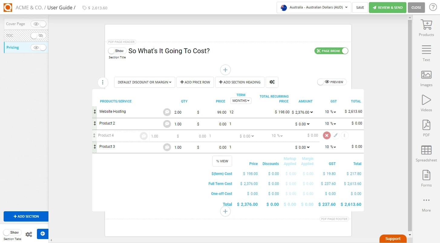 QuoteCloud - Sales Quote, Sales Proposal and Contracts Software - Add a Line Item to a Sales Quote Price Table (Java Edition) - illustration 875bcd56-0935-4038-beb1-43809771b25a