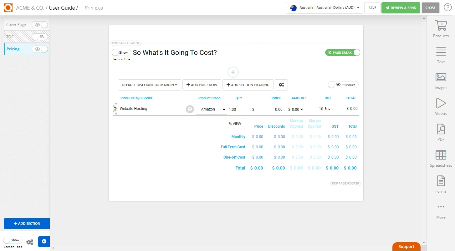 QuoteCloud - Sales Quote, Sales Proposal and Contracts Software - Add a Line Item to a Sales Quote Price Table (Java Edition) - illustration 8c54493a-c9b6-4cdd-bef9-9dfbcc5bfd39