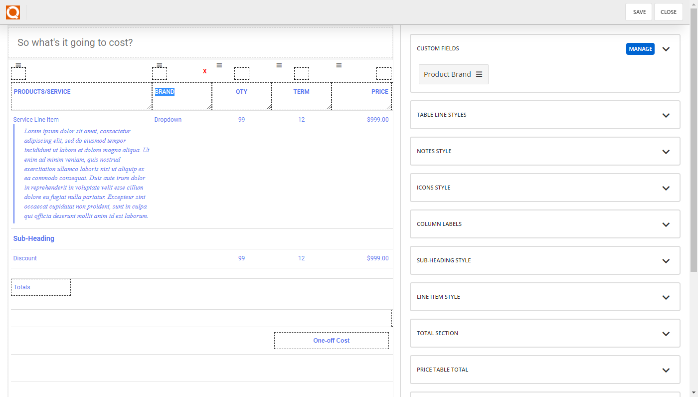 QuoteCloud - Sales Quote, Sales Proposal and Contracts Software - Adding Custom Fields to your Price Tables (Java Edition) - illustration 807daaea-d99f-49f1-bf72-9e3788c53b7f