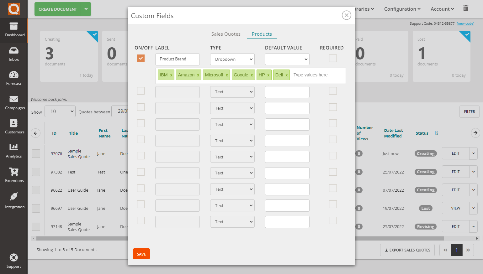QuoteCloud - Sales Quote, Sales Proposal and Contracts Software - Adding Custom Fields to your Price Tables (Java Edition) - illustration 3ac4d838-2e26-4536-8d2b-da1658174c22