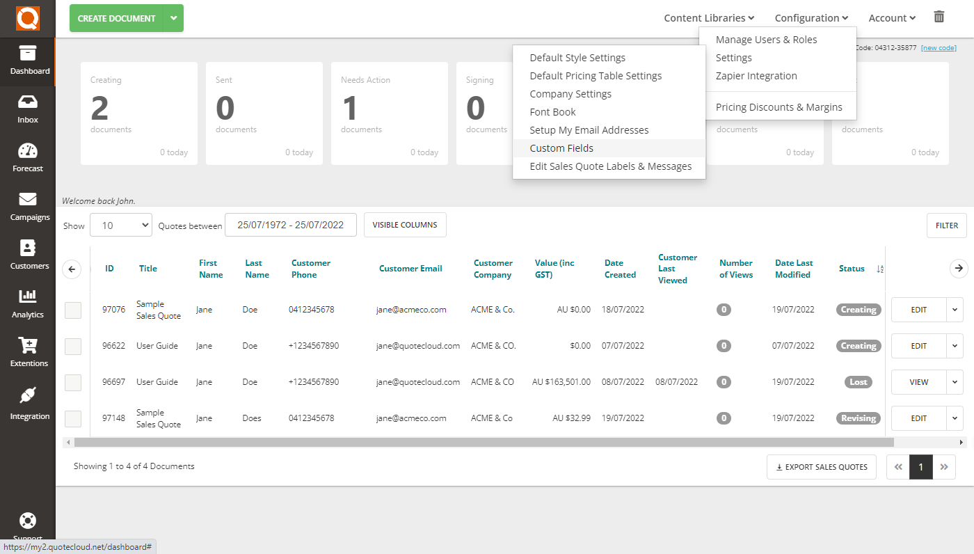 QuoteCloud - Sales Quote, Sales Proposal and Contracts Software - How Do I Create Custom Fields? (Java Edition) - illustration ec7a9853-e89f-4dae-a20f-db5d67edff71