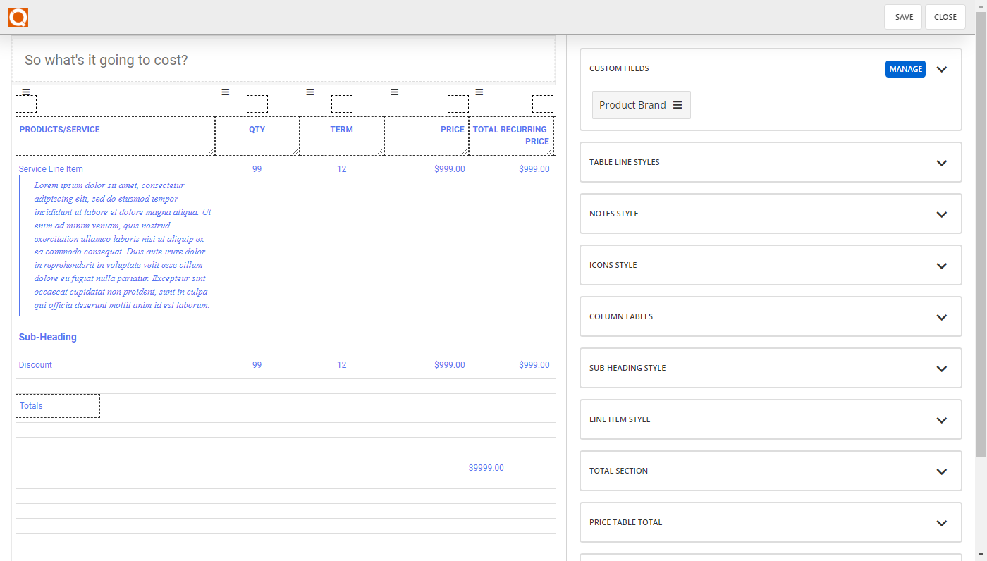 QuoteCloud - Sales Quote, Sales Proposal and Contracts Software - Adding Custom Fields to your Price Tables (Java Edition) - illustration 79596288-cb3b-49d8-bc2c-460bfc36534b