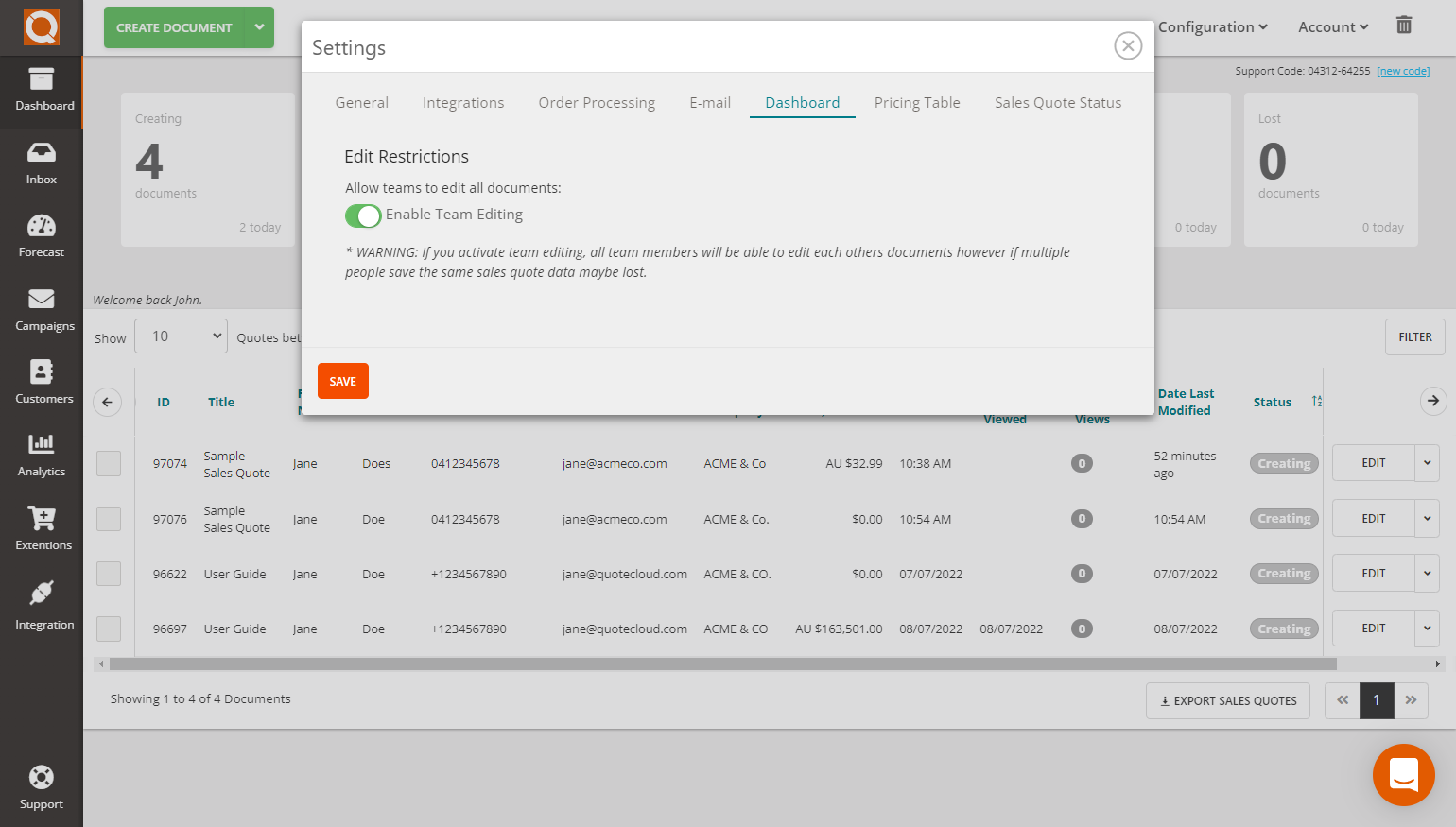 QuoteCloud - Sales Quote, Sales Proposal and Contracts Software - Allow Any Team Member To Edit Any Sales Quote (Java Edition) - illustration 514c228b-e821-4a29-8934-cd20bdd66971