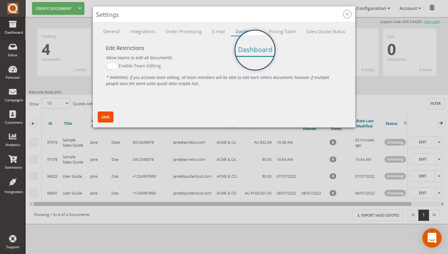 QuoteCloud - Sales Quote, Sales Proposal and Contracts Software - Allow Any Team Member To Edit Any Sales Quote (Java Edition) - illustration 2f4fa5c1-f8c9-4117-9e9f-722567f78aaf