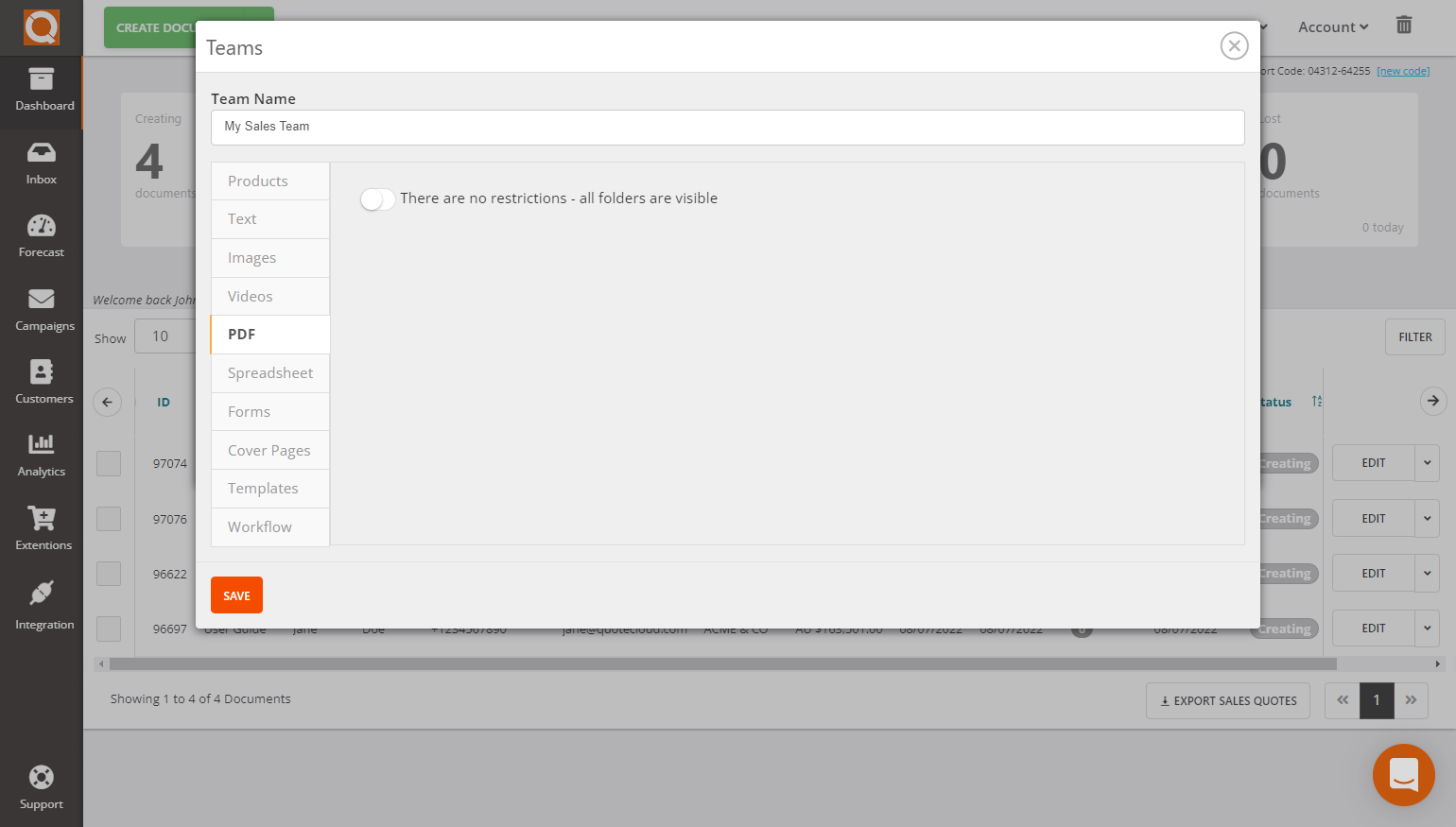QuoteCloud - Sales Quote, Sales Proposal and Contracts Software - Assigning/Restricting PDF Library Categories to Teams (Java Edition) - illustration 7ec6a0e9-3a9b-4b89-a2e5-c7d50b6eb1fb