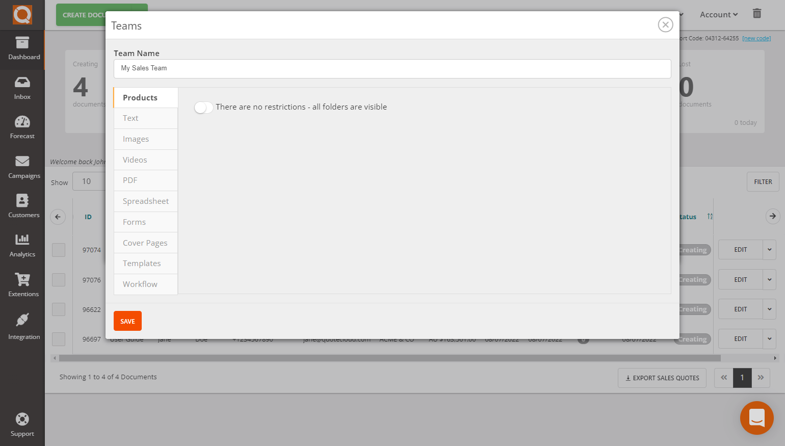QuoteCloud - Sales Quote, Sales Proposal and Contracts Software - Assigning/Restricting Product Categories to Teams (Java Edition) - illustration 2ca45d59-57fa-43d1-a5e6-6b8942f80a8a