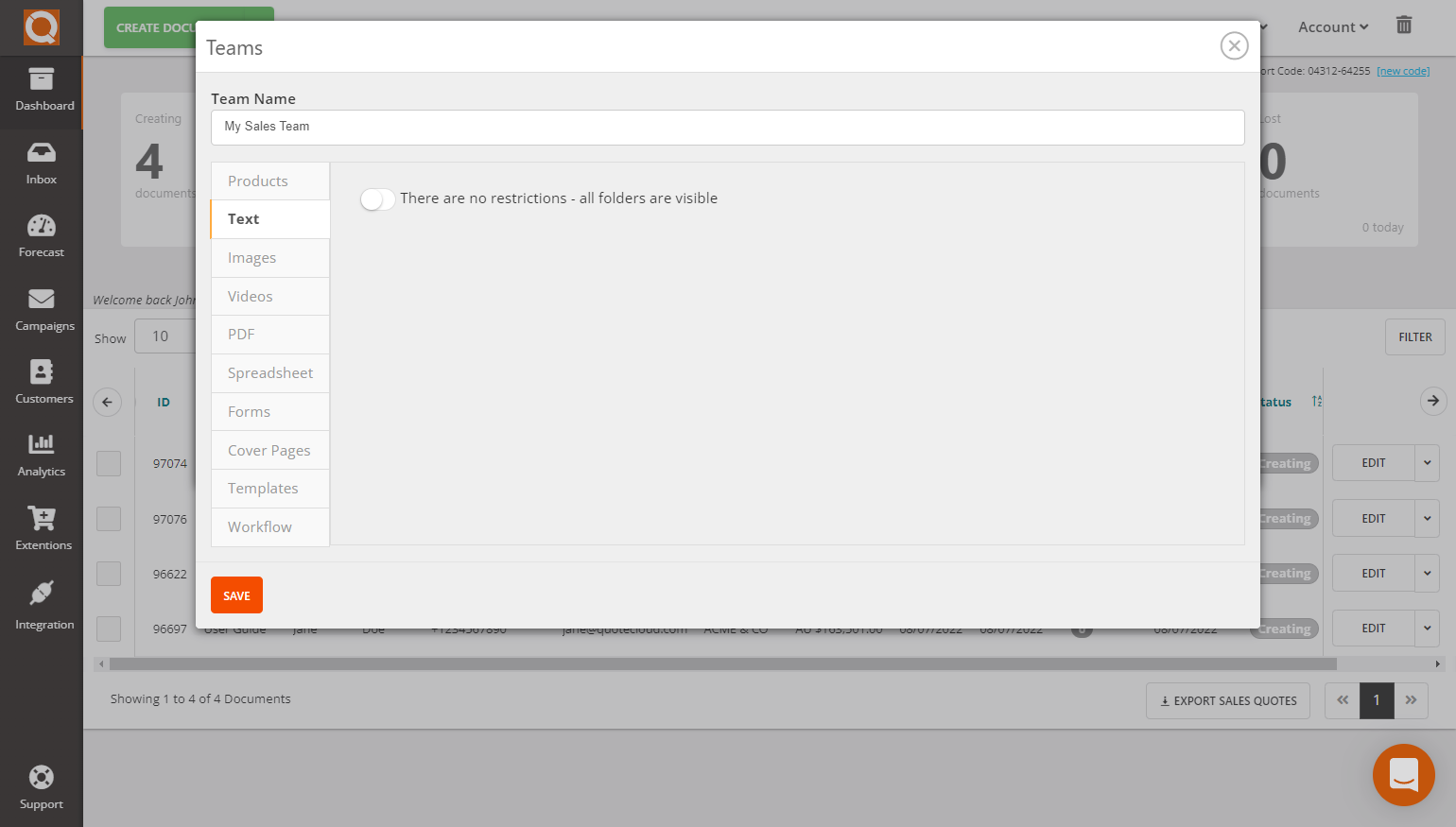 QuoteCloud - Sales Quote, Sales Proposal and Contracts Software - Assigning/Restricting Text Library Categories to Teams (Java Edition) - illustration f8bf2fc4-1efe-41b5-abf5-71597db99e7d