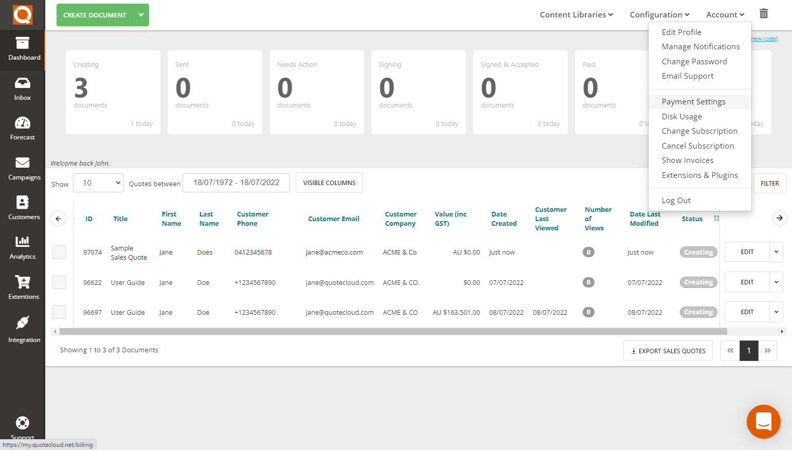 QuoteCloud - Sales Quote, Sales Proposal and Contracts Software - Billing and Payment Details (Java Edition) - illustration d580a104-dbea-4d4e-8277-6a87fba18930