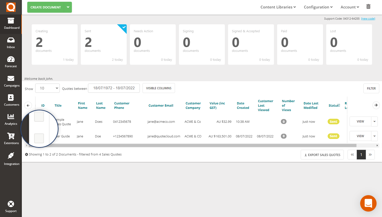 QuoteCloud - Sales Quote, Sales Proposal and Contracts Software - Bulk update Sales Quote Status to Lost (Java Edition) - illustration bab75154-0b55-4096-9264-94c1cd640e97