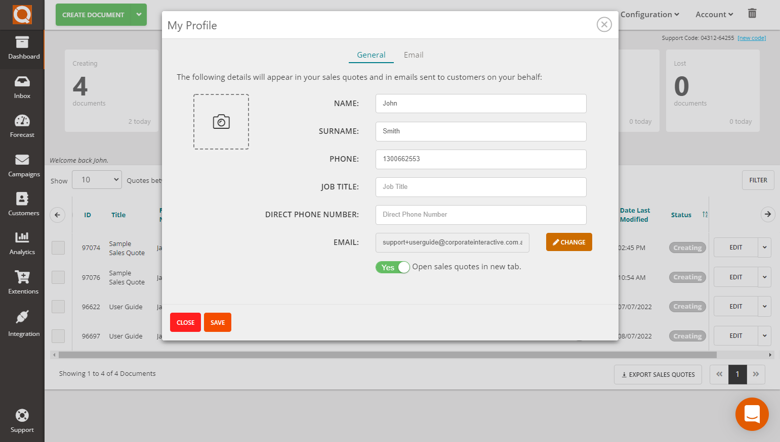 QuoteCloud - Sales Quote, Sales Proposal and Contracts Software - Changing a Sales Consultants Email Address (Java Edition) - illustration 81304a8c-9016-4b9b-965c-9e2be231d459