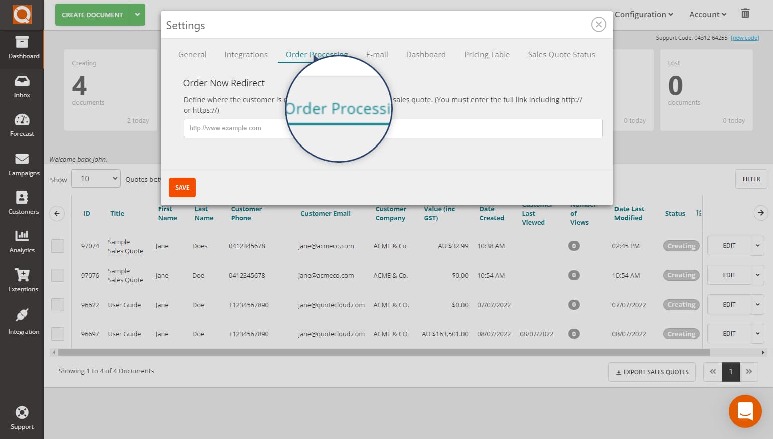 QuoteCloud - Sales Quote, Sales Proposal and Contracts Software - Configuring the Order Now Button (Java Edition) - illustration af92ddbf-a992-4ffe-ae67-edce2d75836b
