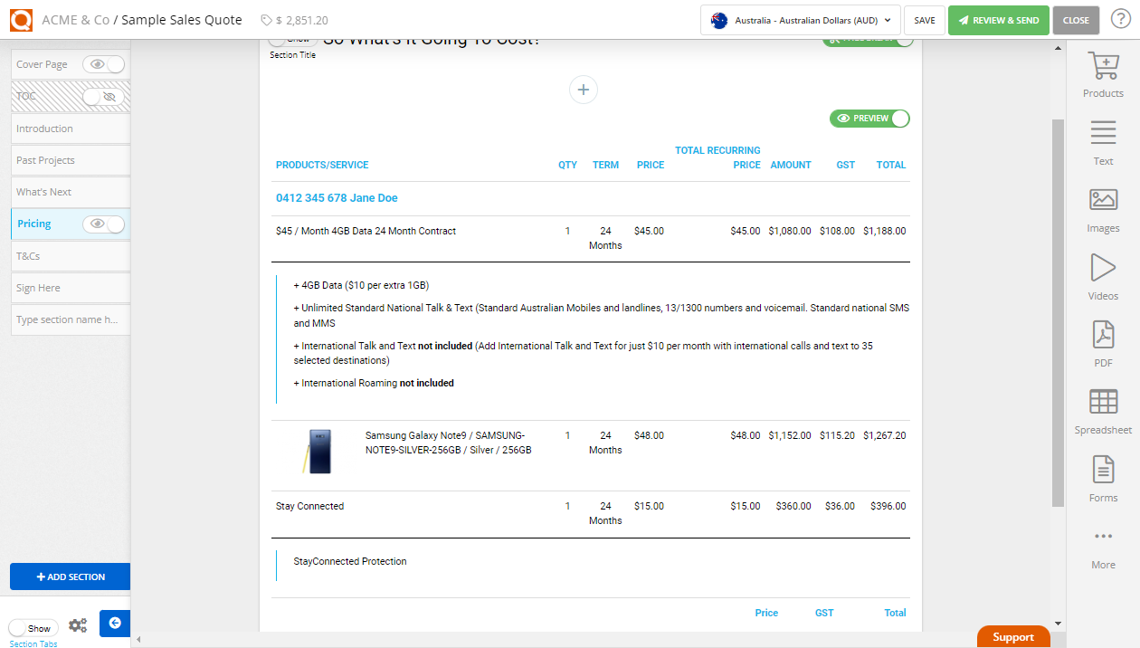QuoteCloud - Sales Quote, Sales Proposal and Contracts Software - Create a Sales Quote for a Mobile Device (Java Edition) - illustration 0c7a401d-5431-4afc-baec-8aed1f0937c9
