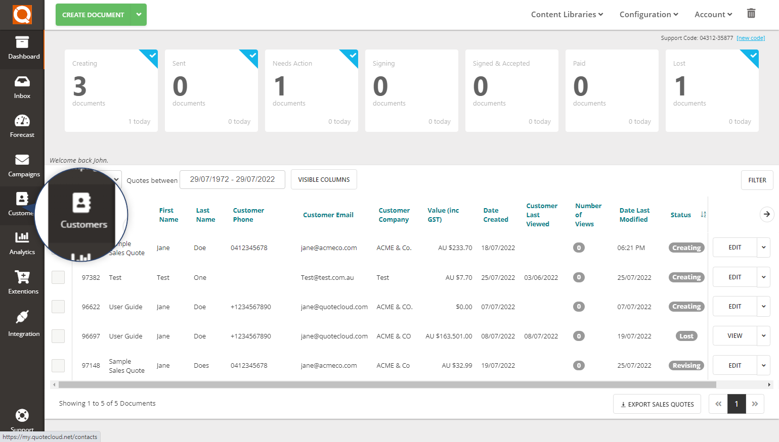 QuoteCloud - Sales Quote, Sales Proposal and Contracts Software - Customer Address Book (Java Edition) - illustration 8aefb04b-b926-4b71-8abd-84c2b85937e1