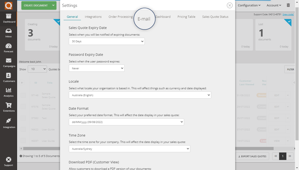 QuoteCloud - Sales Quote, Sales Proposal and Contracts Software - Setting the Default Email Message when Sending Sales Quotes (Java Edition) - illustration e0b6202f-265c-43e4-ae50-66bc8723f309