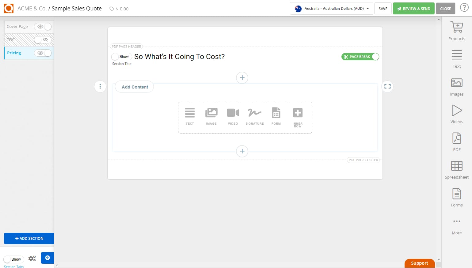 QuoteCloud - Sales Quote, Sales Proposal and Contracts Software - Rows and Column in the Sales Quote Editor (Java Edition) - illustration b847f651-3f75-4c25-9641-99c1a3fbcc55