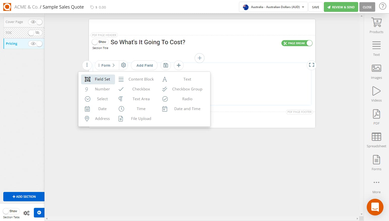 QuoteCloud - Sales Quote, Sales Proposal and Contracts Software - Splitting a Row in a Form into Multiple Columns (Java Edition) - illustration 0c77935f-09aa-4c3e-a392-c32d8737e80a
