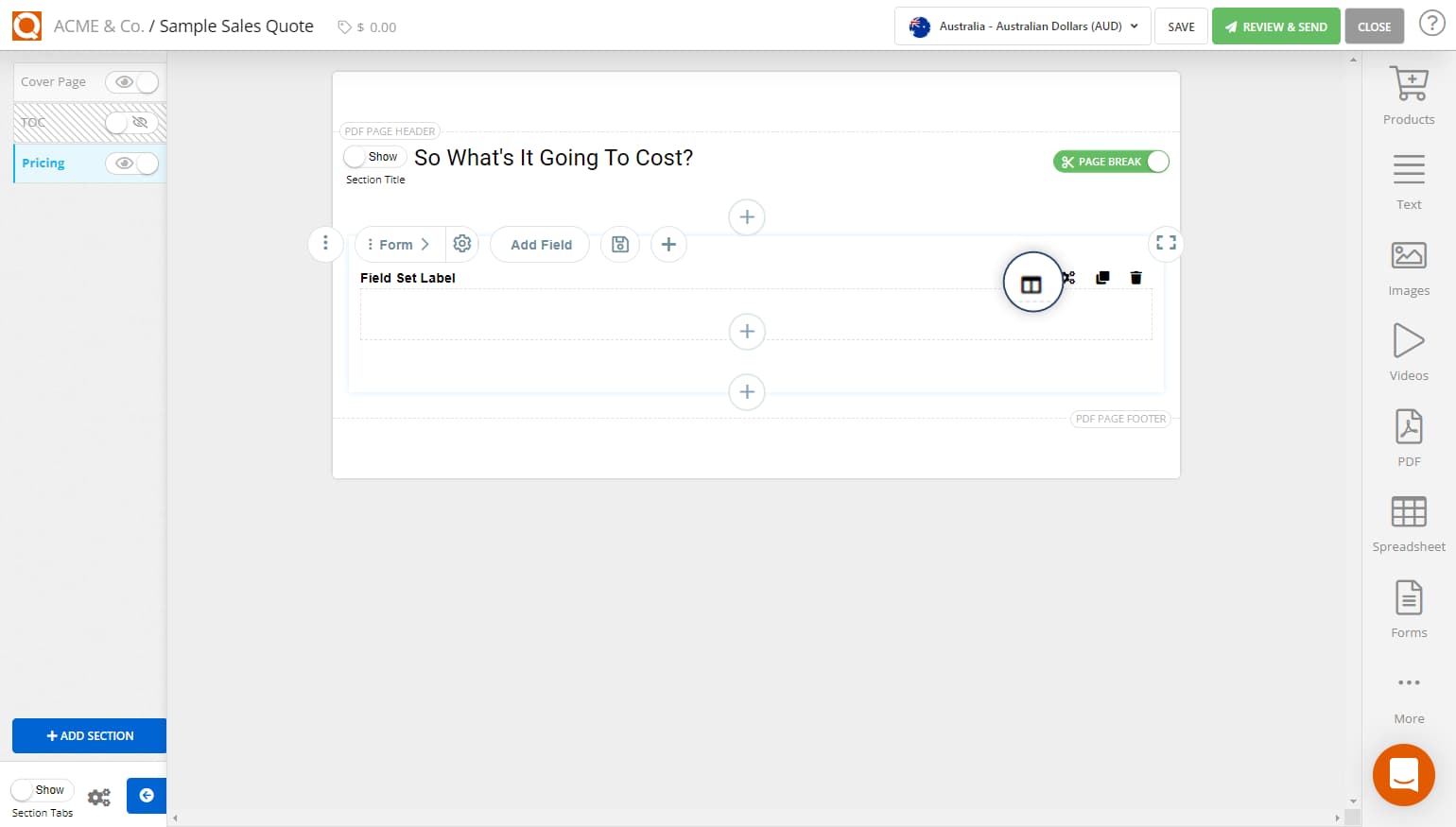 QuoteCloud - Sales Quote, Sales Proposal and Contracts Software - Splitting a Row in a Form into Multiple Columns (Java Edition) - illustration 16005cac-0120-4b91-9f06-4f6f1dbb4c10