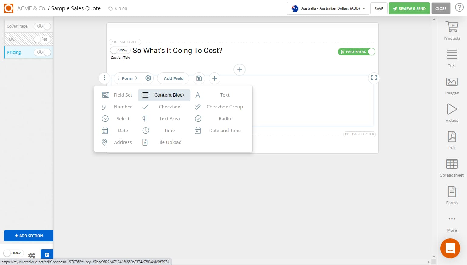 QuoteCloud - Sales Quote, Sales Proposal and Contracts Software - Sorting Data Items in a Form (Java Edition) - illustration 4b102c7a-afef-467b-92d0-3f0fe140425a