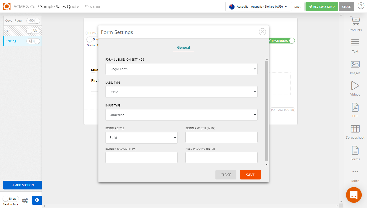 QuoteCloud - Sales Quote, Sales Proposal and Contracts Software - Styling a Form - illustration e11b76a5-6dc5-4e5e-aa10-dda1c2d629b6