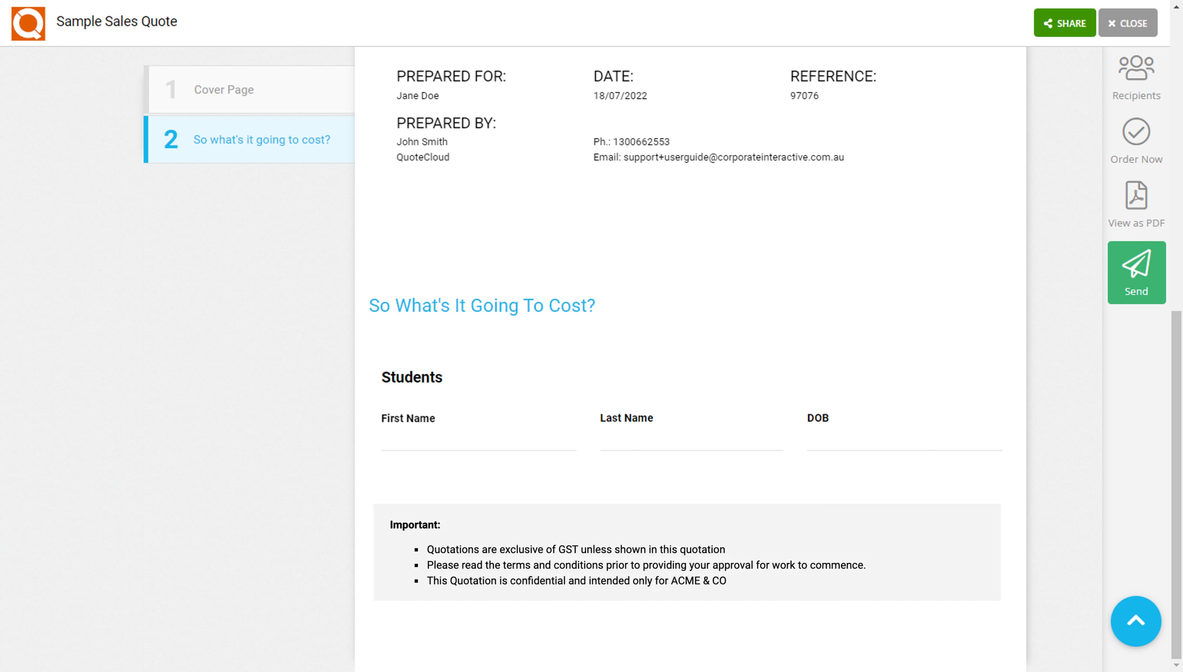 QuoteCloud - Sales Quote, Sales Proposal and Contracts Software - Styling a Form (Java Edition) - illustration 45d22467-cf49-4e38-9a71-3396677f48f0