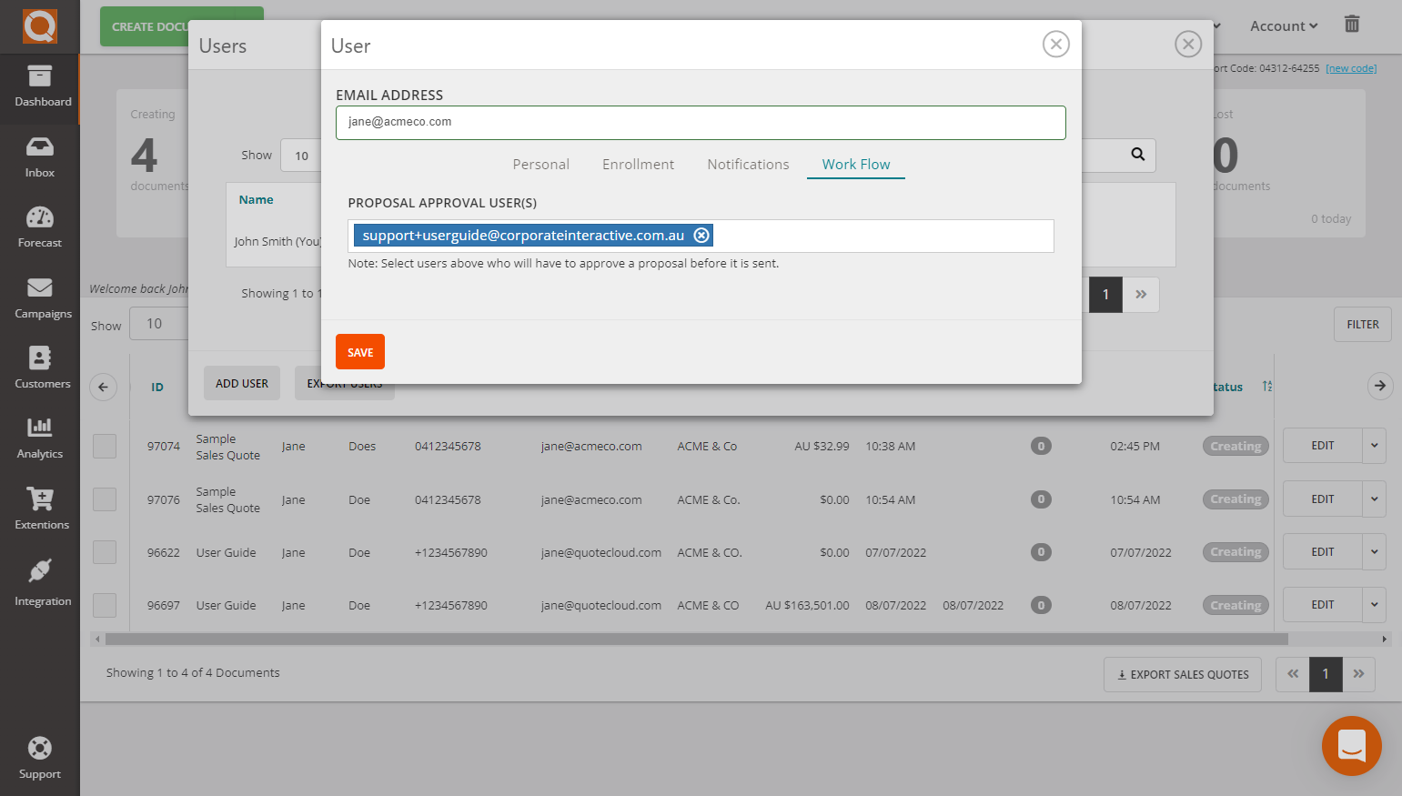 QuoteCloud - Sales Quote, Sales Proposal and Contracts Software - Managing User Profiles (Java Edition) - illustration f745fb34-a71e-4b78-af35-7fc86411888b
