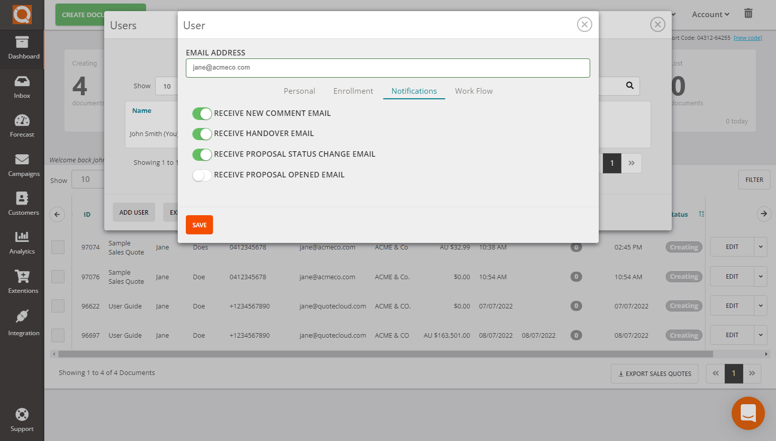 QuoteCloud - Sales Quote, Sales Proposal and Contracts Software - Managing User Profiles (Java Edition) - illustration ef7474ca-381a-4043-93f9-5115f61101b6