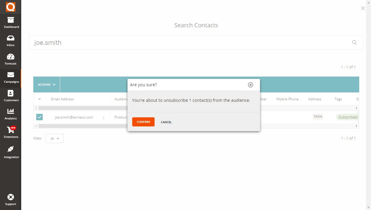 QuoteCloud - Sales Quote, Sales Proposal and Contracts Software - Email Marketing - Manually Unsubscribe a Contact from an Audience (Java Edition) - illustration eb3b9666-e7ab-4cb8-bba1-e5a7e7e3c2ab