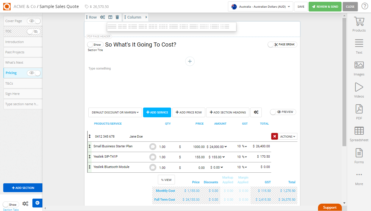 QuoteCloud - Sales Quote, Sales Proposal and Contracts Software - PDF Page Header & Footer Settings  (Java Edition) - illustration a7d7ebbf-80d4-4ce6-b81c-8c9873cc3031