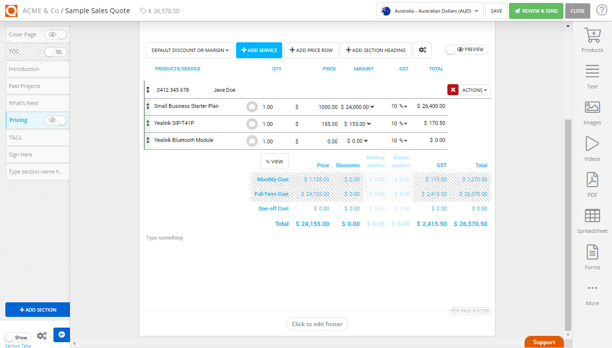 QuoteCloud - Sales Quote, Sales Proposal and Contracts Software - PDF Page Header & Footer Settings  (Java Edition) - illustration a26587ae-856d-436e-8a75-7bac2174f03f