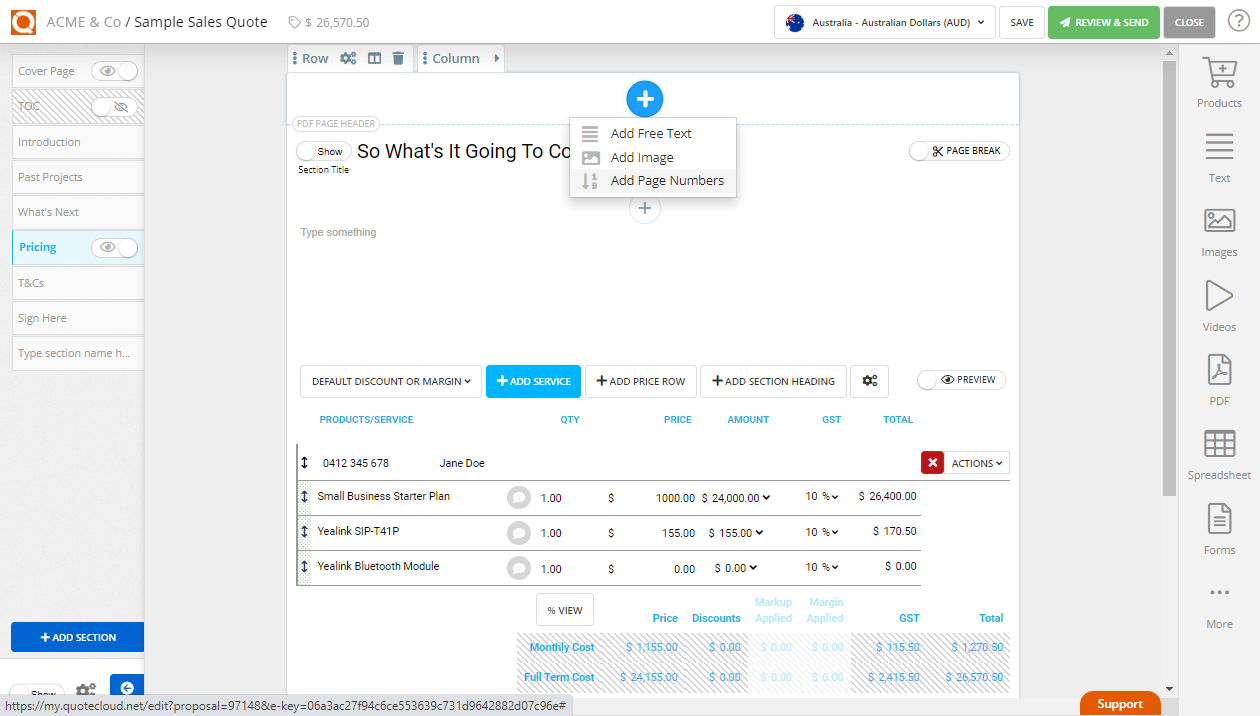 QuoteCloud - Sales Quote, Sales Proposal and Contracts Software - PDF Page Header & Footer Settings  (Java Edition) - illustration efcf14b6-61aa-4be9-8b97-c30017400648