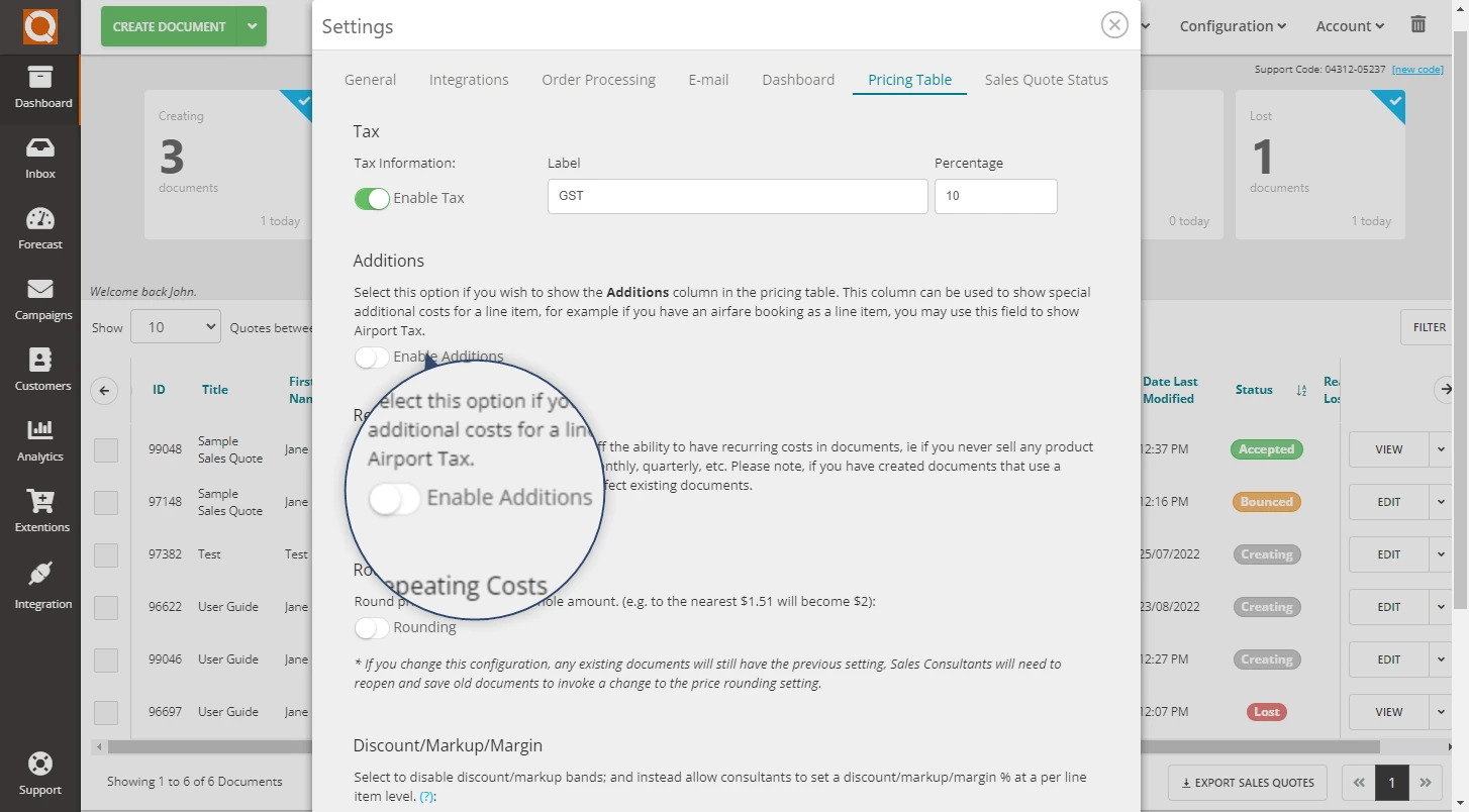 QuoteCloud - Sales Quote, Sales Proposal and Contracts Software - Adding an 'Additional Fee' to Price Line Items (Java Edition) - illustration 2a19c463-cf60-4446-b9bf-ebc5bb0fcd2a