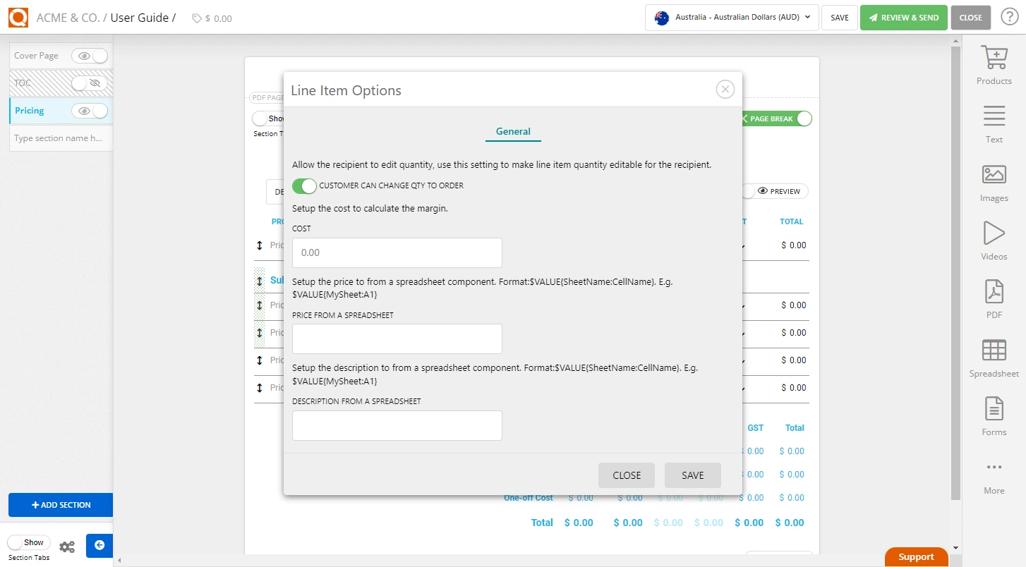 QuoteCloud - Sales Quote, Sales Proposal and Contracts Software - Allowing a Customer to Change the Quantity to Order (Java Edition) - illustration 0f5c49fb-d4e0-4684-9dae-d7cf731595c6