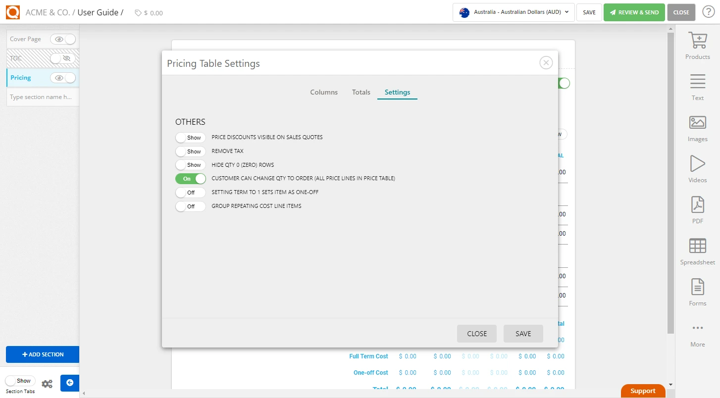 QuoteCloud - Sales Quote, Sales Proposal and Contracts Software - Allowing a Customer to Change the Quantity to Order (Java Edition) - illustration 510a5d00-eb33-4804-9e4c-1ff1af510c6e