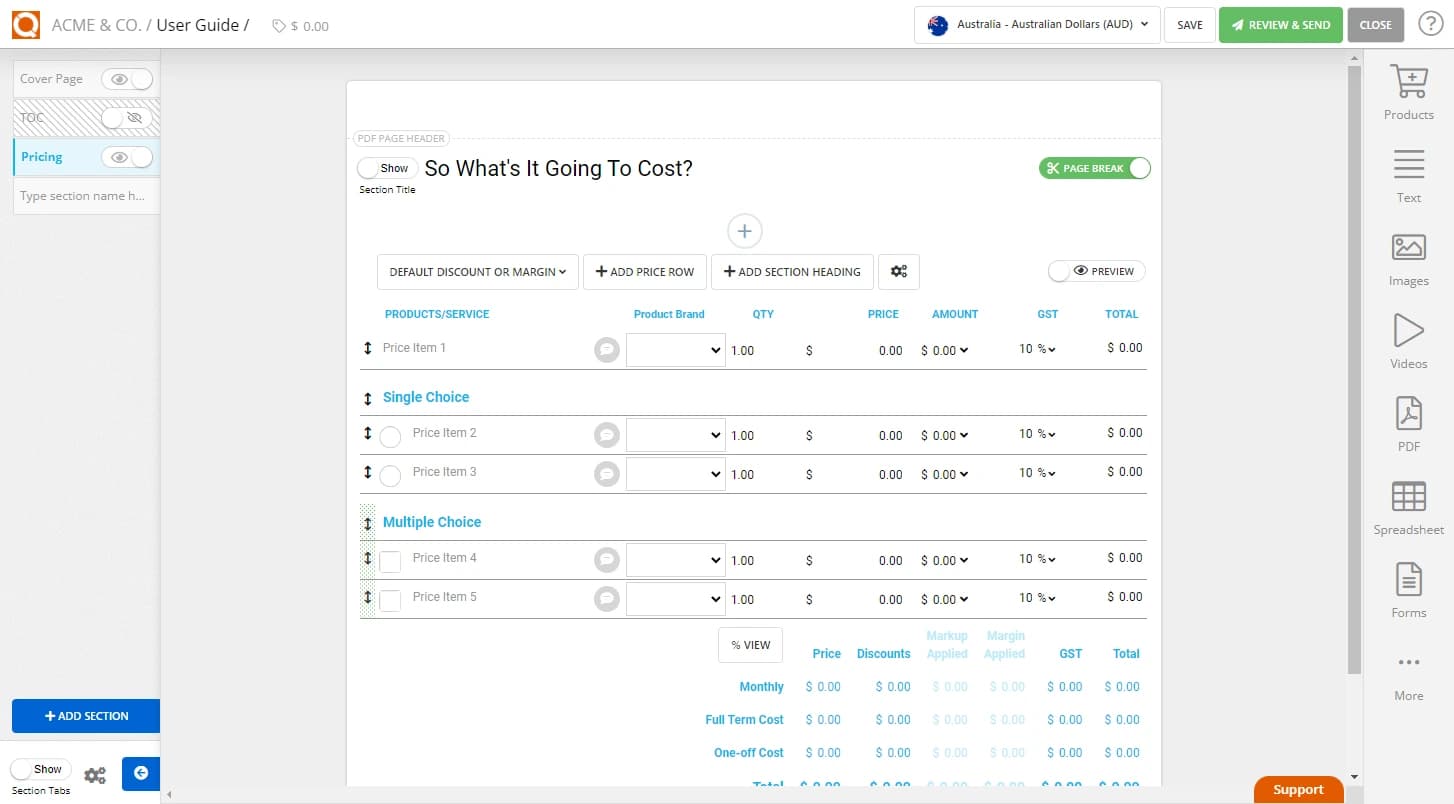 QuoteCloud - Sales Quote, Sales Proposal and Contracts Software - Allowing Recipients to Choose Price Options (Java Edition) - illustration a33e6cf1-02a6-4210-b806-655898a8e087